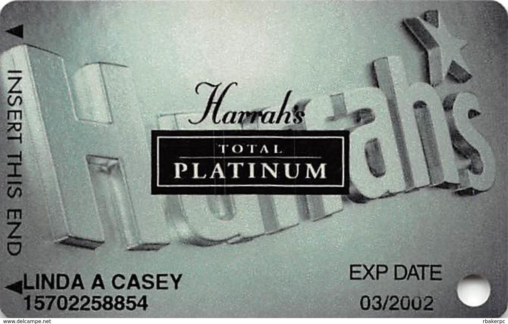 Harrah's Casino Multi-Property - 7th Issue Total Platinum Slot Card With Signature Strip - Casino Cards