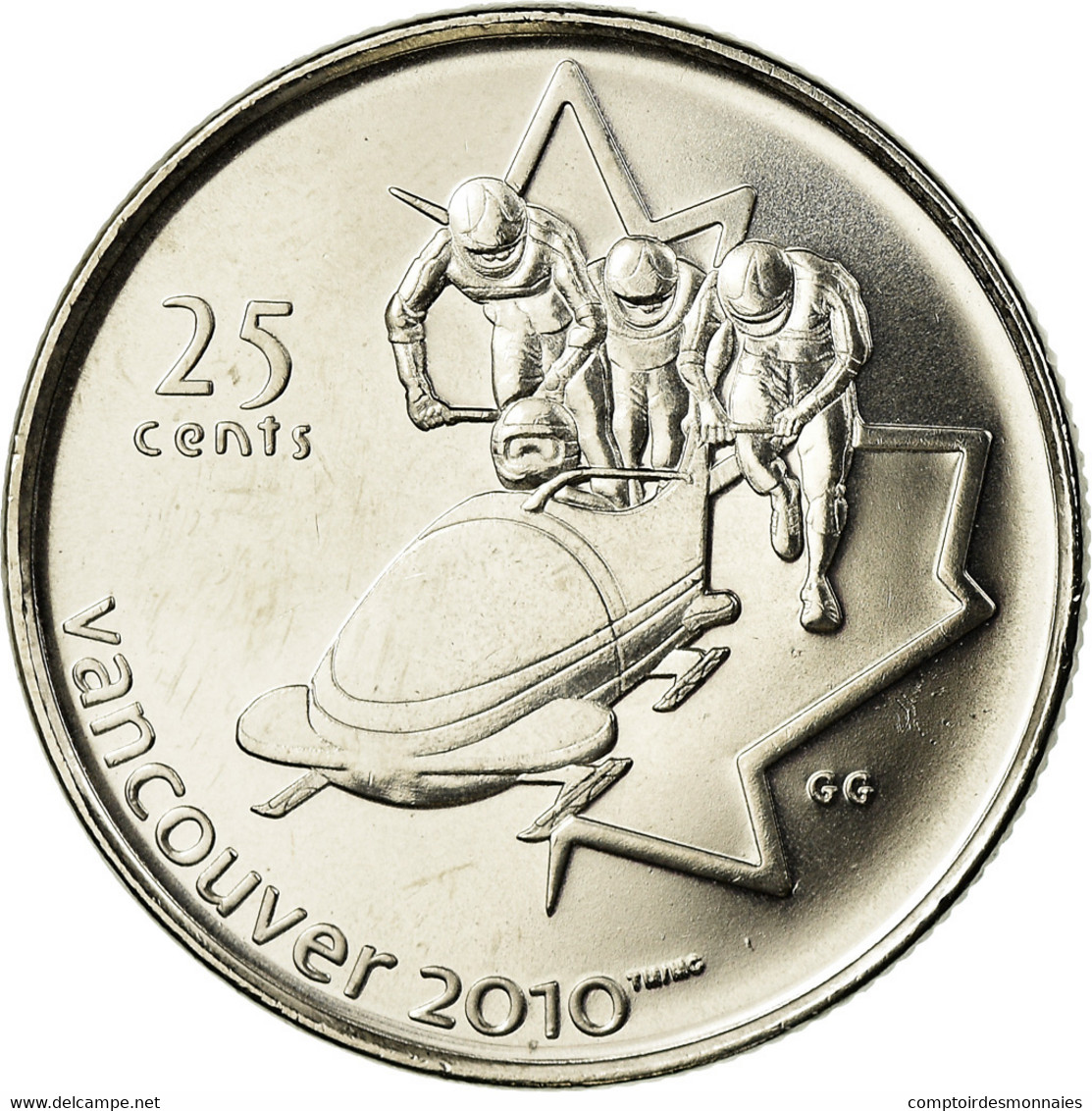 Monnaie, Canada, Elizabeth II, Bobsleigh, 25 Cents, 2008, SPL, Nickel Plated - Canada