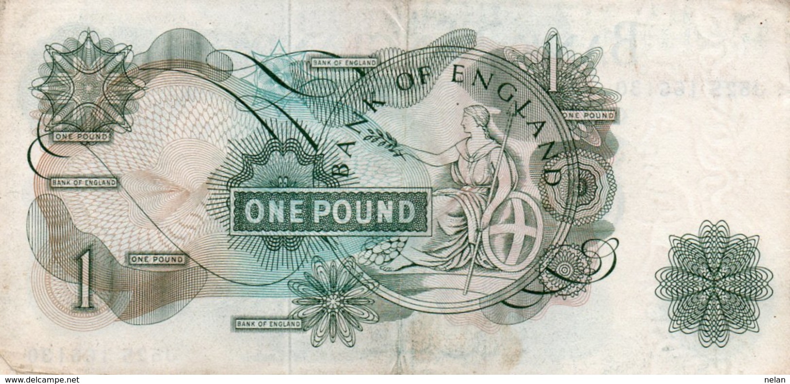 GREAT BRITAIN 1 POUND 1962 P-374c  XF++  Serie J52S 166130 - 1 Pound