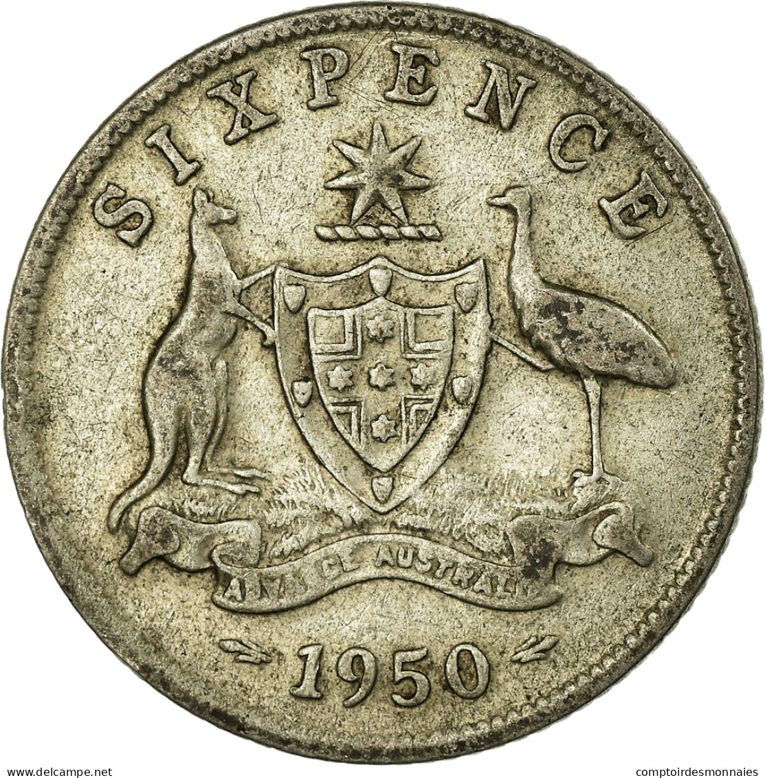 Monnaie, Australie, George VI, Sixpence, 1950, TB+, Argent, KM:45 - Sixpence