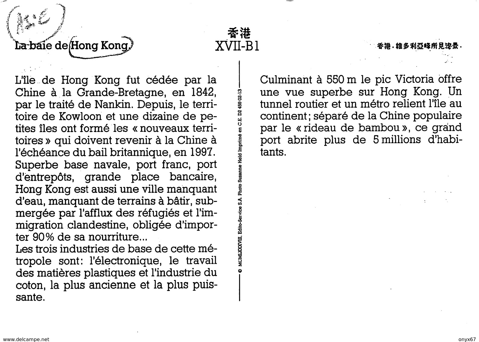 HONG KONG-CHINE-CHINA-ASIE-ASIA-View Of Hong-Kong- FORMAT 10 X 15 - China (Hongkong)