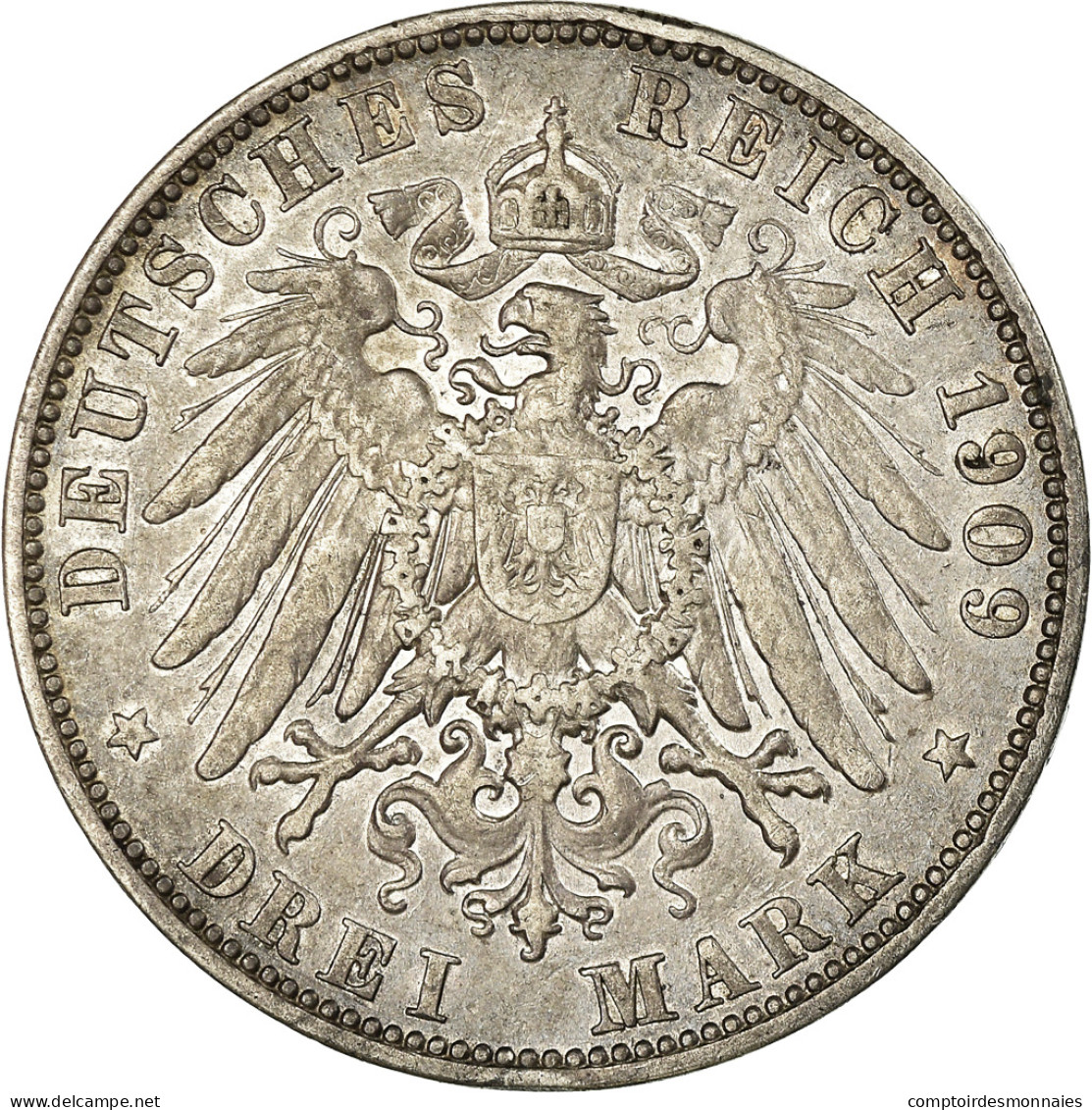 Monnaie, Etats Allemands, SAXONY-ALBERTINE, Friedrich August III, 3 Mark, 1909 - Other & Unclassified