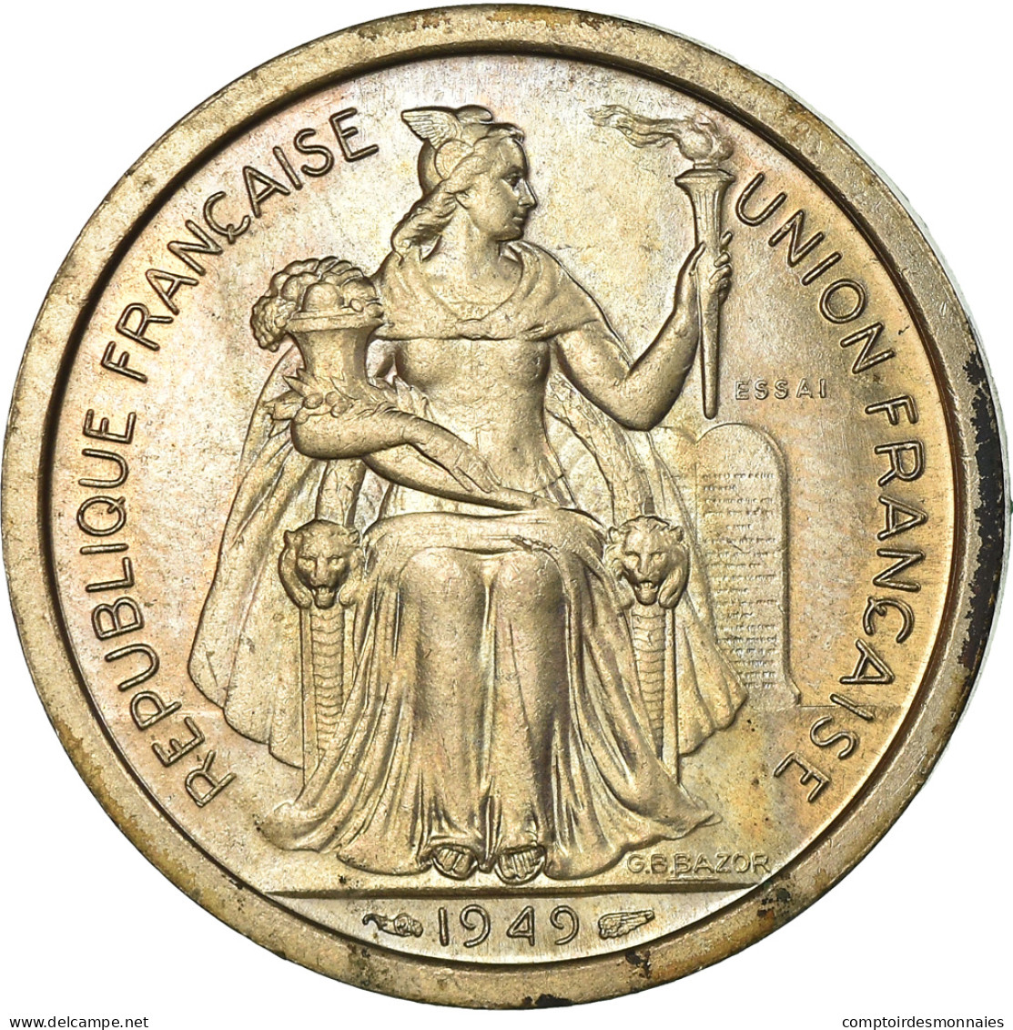 Monnaie, Nouvelle-Calédonie, 2 Francs, 1949, Paris, ESSAI, SUP+, Nickel-Bronze - Nieuw-Caledonië