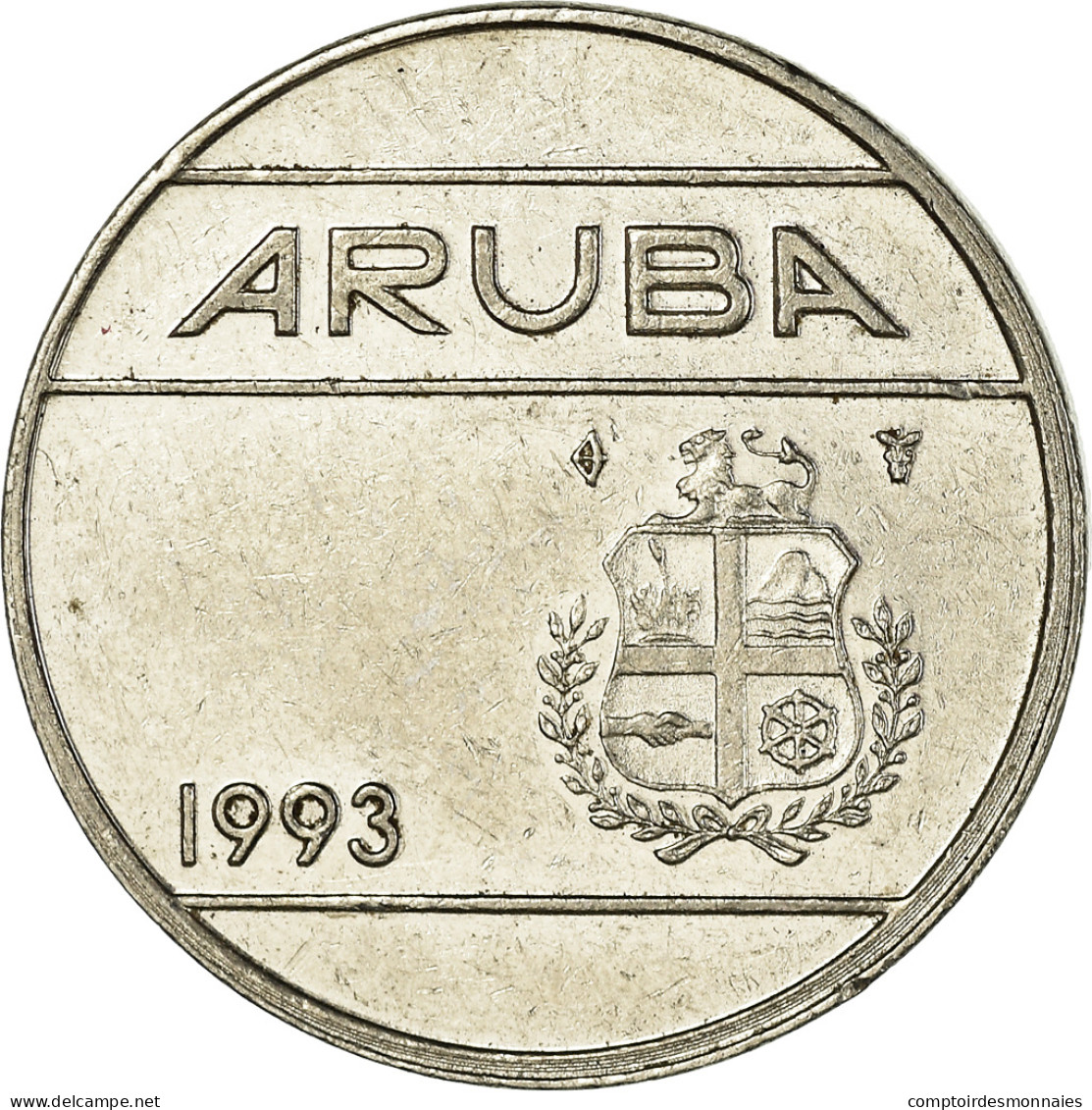 Monnaie, Aruba, Beatrix, 25 Cents, 1993, Utrecht, TTB, Nickel Bonded Steel, KM:3 - Antilles Neérlandaises