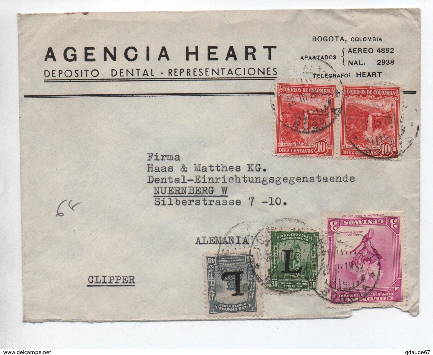 COLOMBIE / COLOMBIA - 1952 - ENVELOPPE De BOGOTA Pour NUERNBERG - Colombia