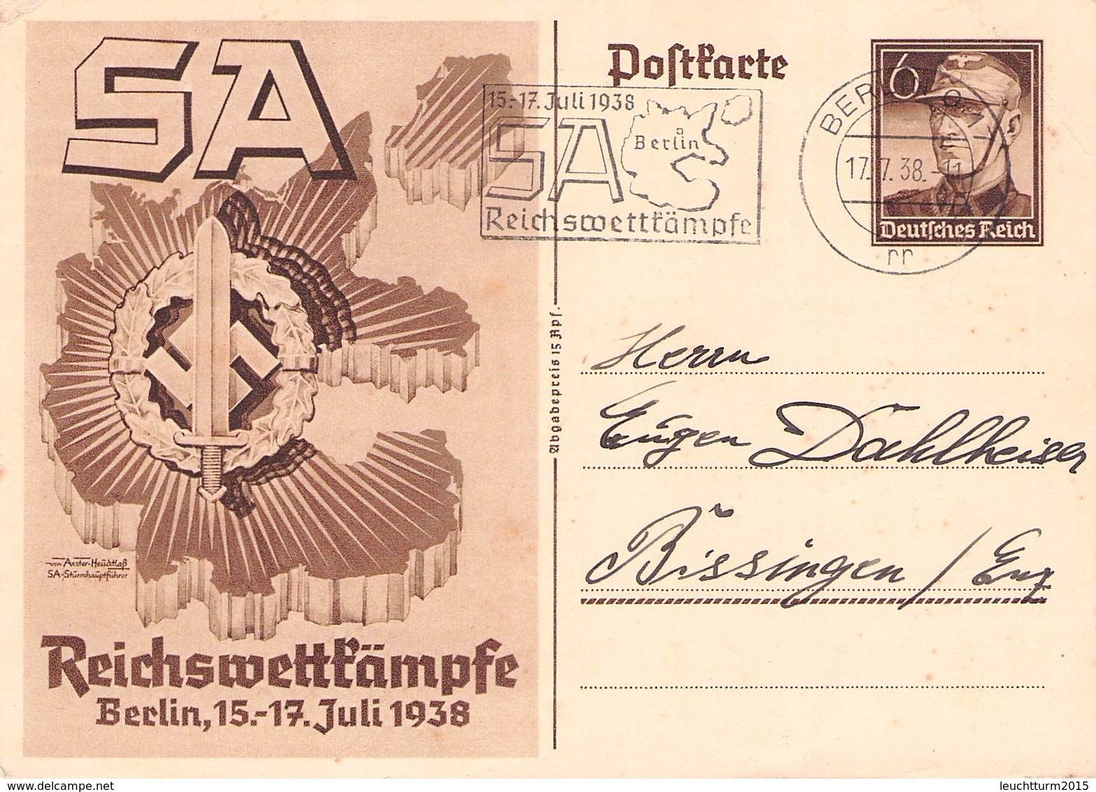 DEUTSCHES REICH - POSTKARTE 1938 SA REICHSWETTKÄMPFE /ak820 - Sonstige & Ohne Zuordnung