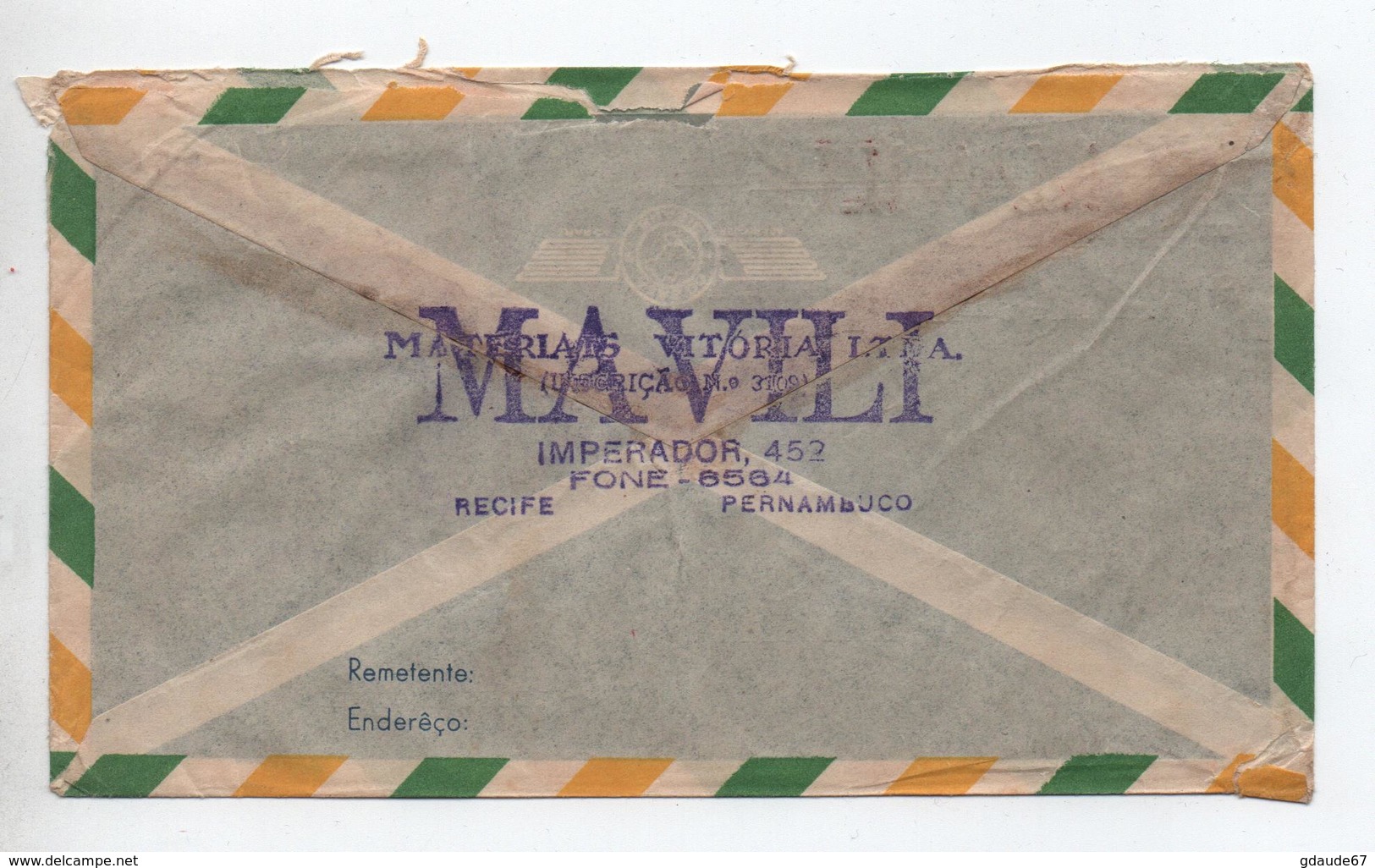 BRESIL / BRASIL - 1947 - ENVELOPPE RECOMMANDEE Pour PARIS - Briefe U. Dokumente