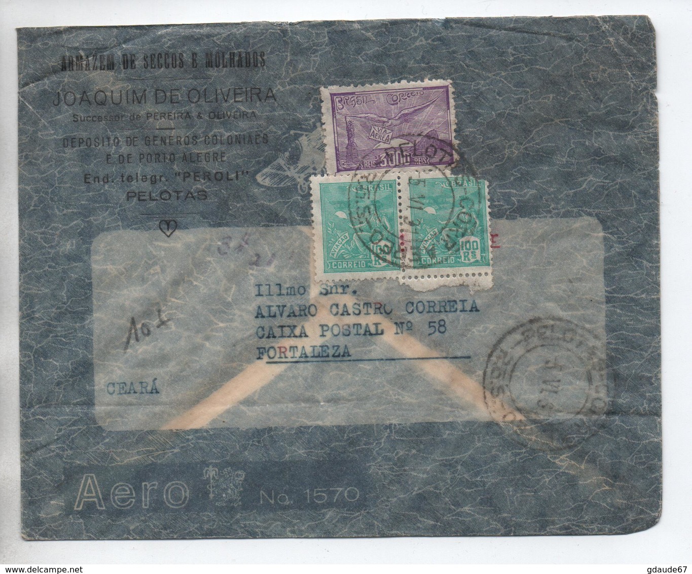 BRESIL / BRASIL - 1931 - ENVELOPPE De PELOTAS Pour FORTALEZA - Brieven En Documenten