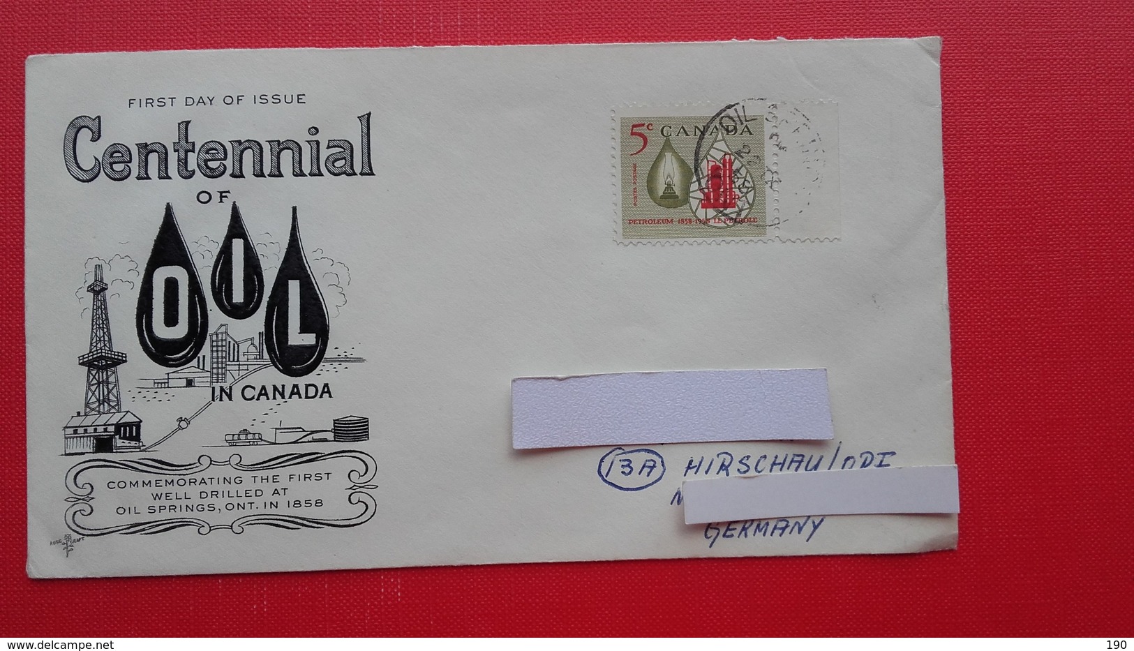 FIRST DAY OF ISSUE.Centennial OIL In Canada.OIL SPRINGS,ONT. - 1952-1960