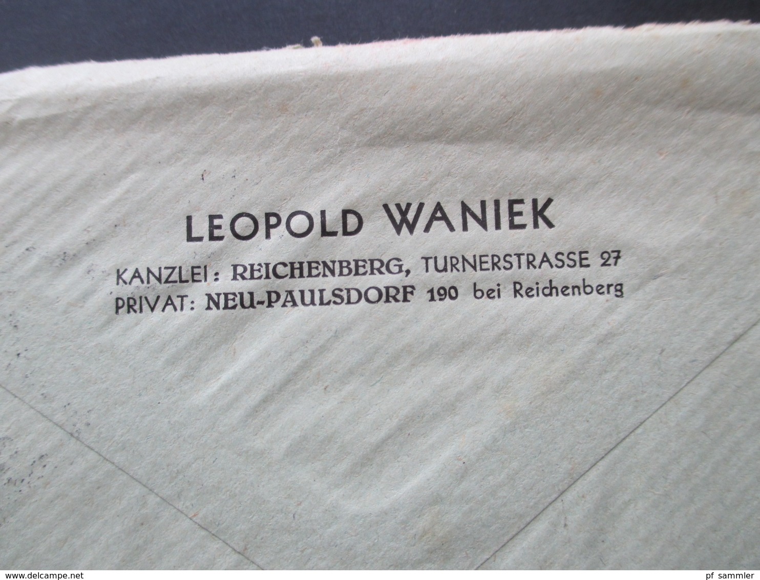 DR / Sudetenland 1938 Brief Aus Dem Bedarf Leopold Waniek Kanzlei Reichenberg Sudetenland Nach Berlin Gesendet! - Sudetenland