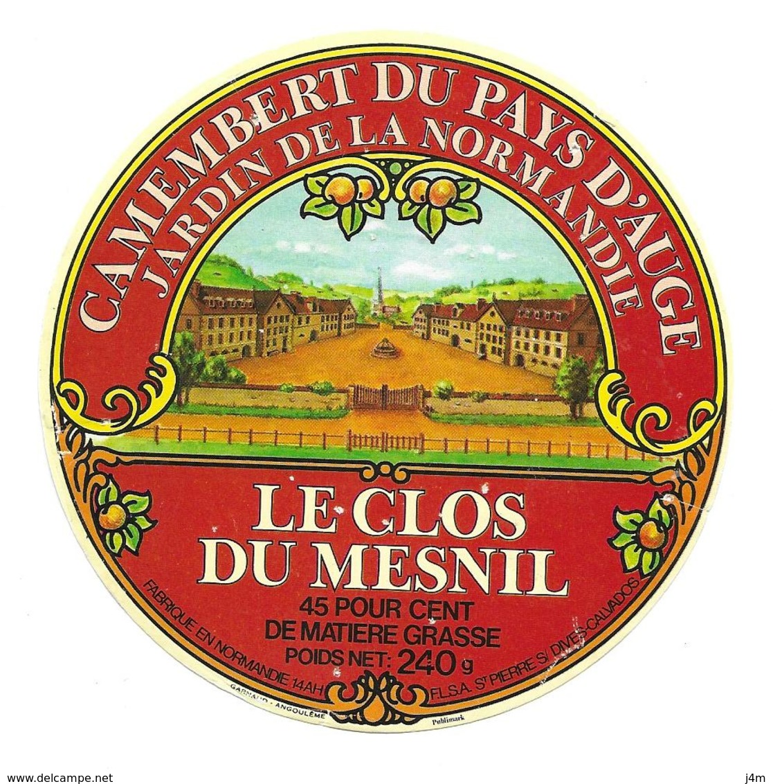 ETIQUETTE De FROMAGE..CAMEMBERT Fabriqué En NORMANDIE ( Calvados 14-AH)..LE CLOS Du MESNIL..St PIERRE Sur DIVES - Fromage