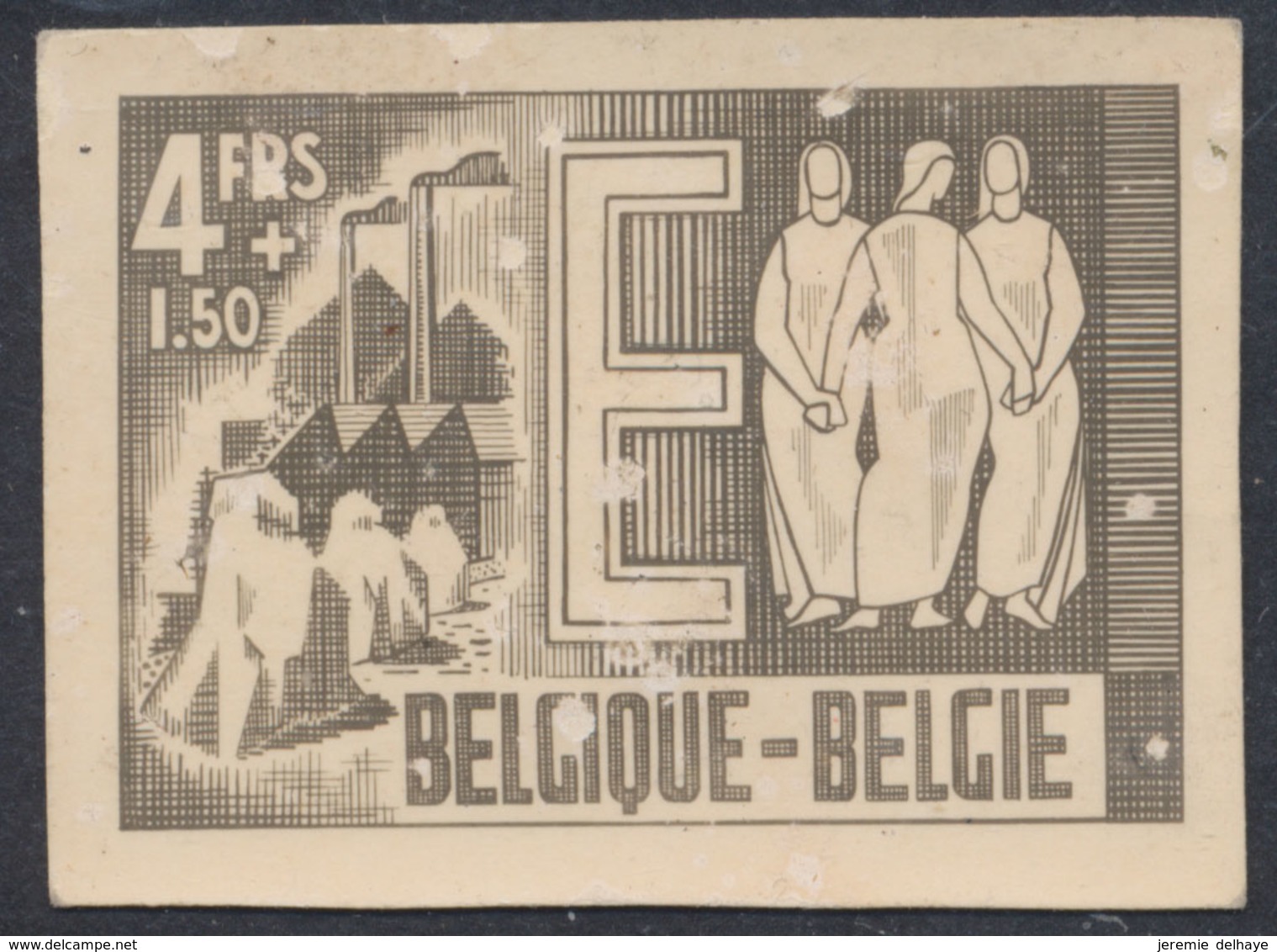 Essai - Projet Non Adopté Type Industrie / Textile En Noir Et Blanc Avec Valeur Faciale (4F + 1F50). A Examiner, TB - Proeven & Herdruk