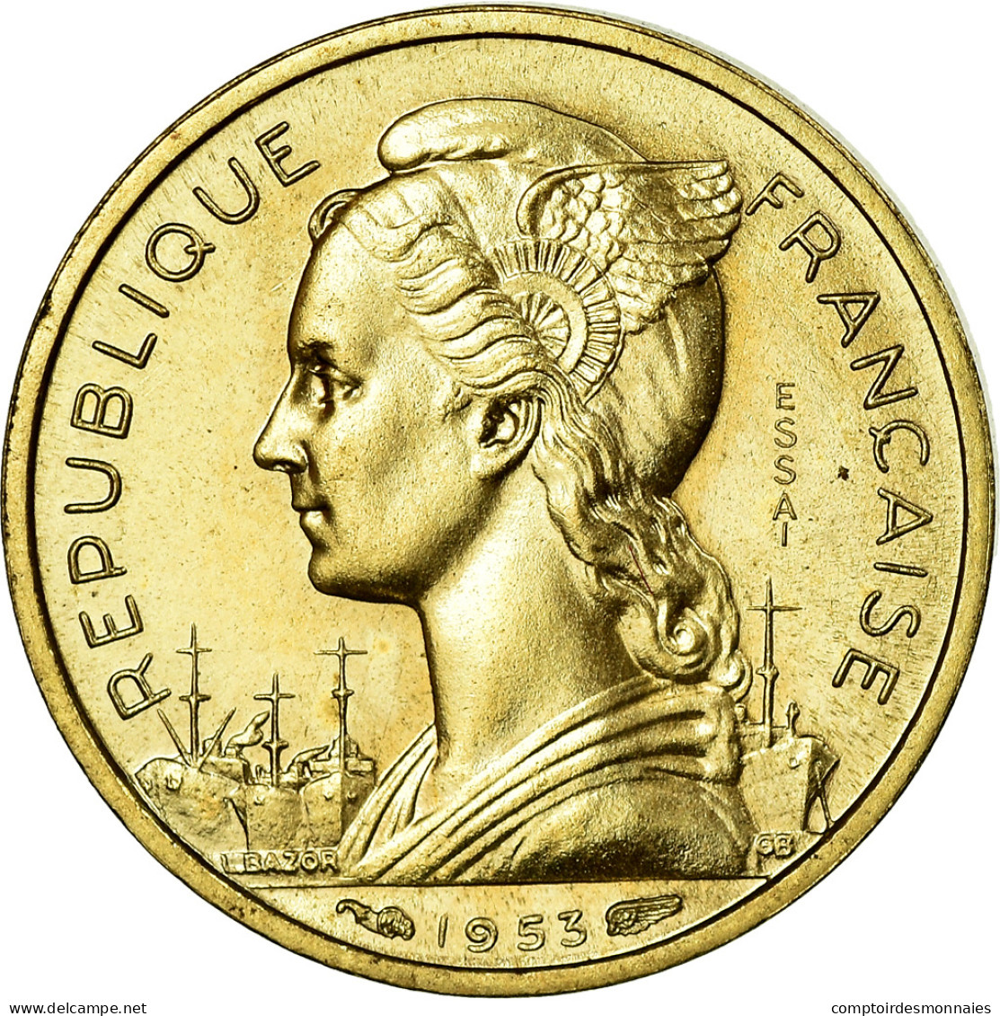 Monnaie, Madagascar, 10 Francs, 1953, Paris, ESSAI, SPL+, Aluminum-Bronze - Madagaskar