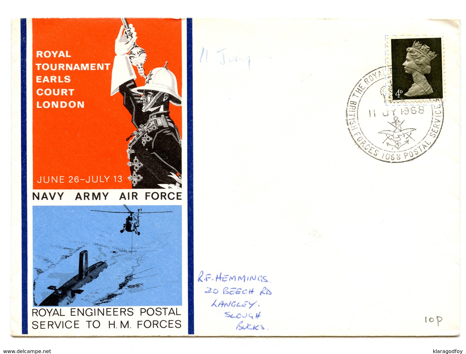 Navy Army Air Force Illustrated Letter Cover With Special Potmark 1968 200401 - Brieven En Documenten