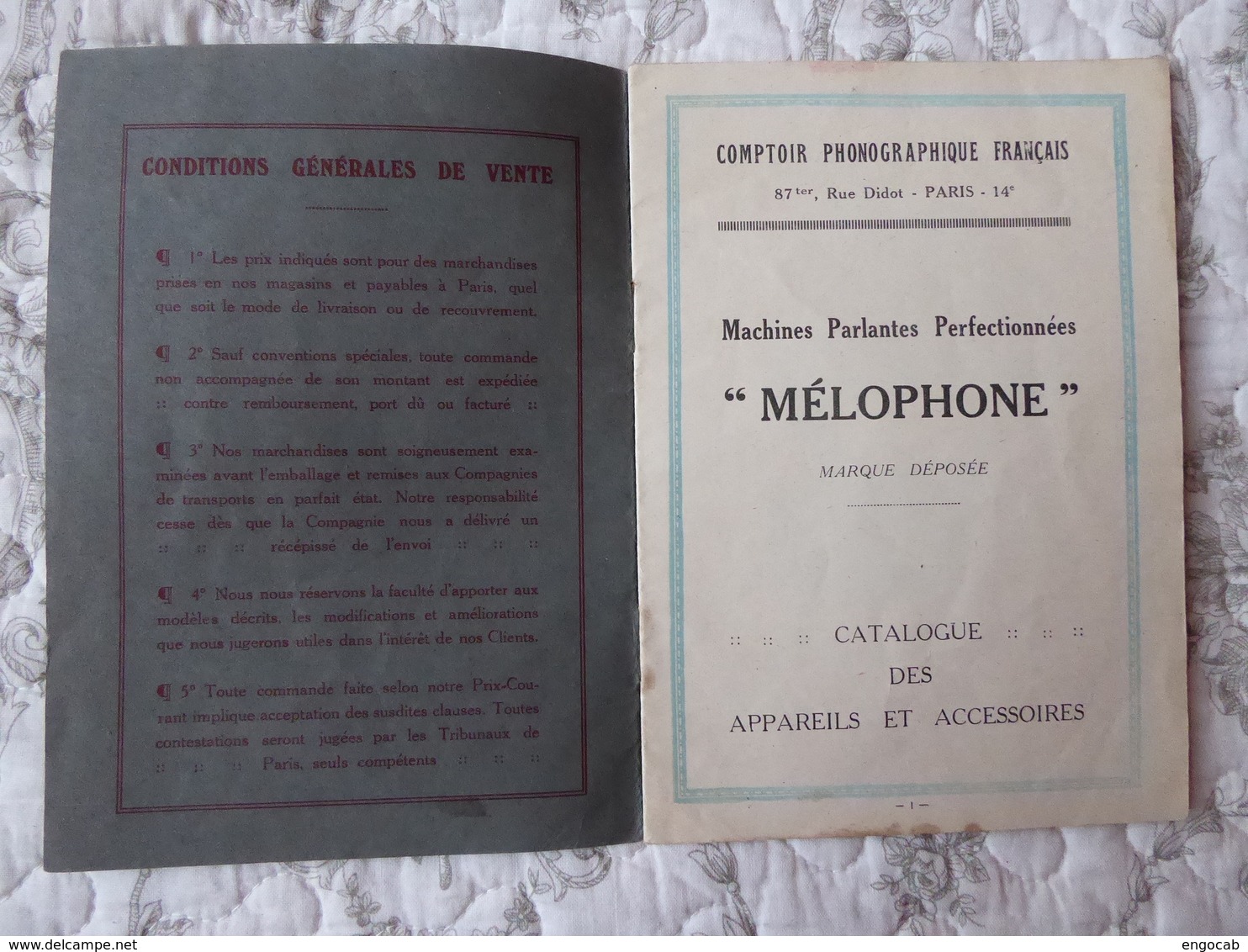 Appareils Mélophone  1925 - Matériel Et Accessoires