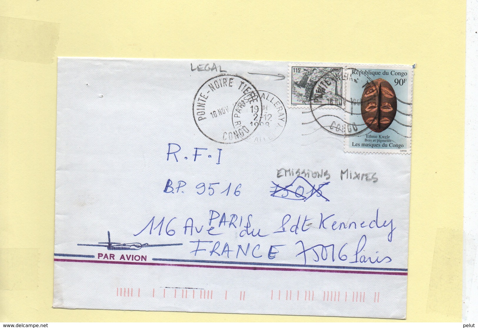 Lettre Congo Avec Timbre Surchargé  "Légal" - Lettres