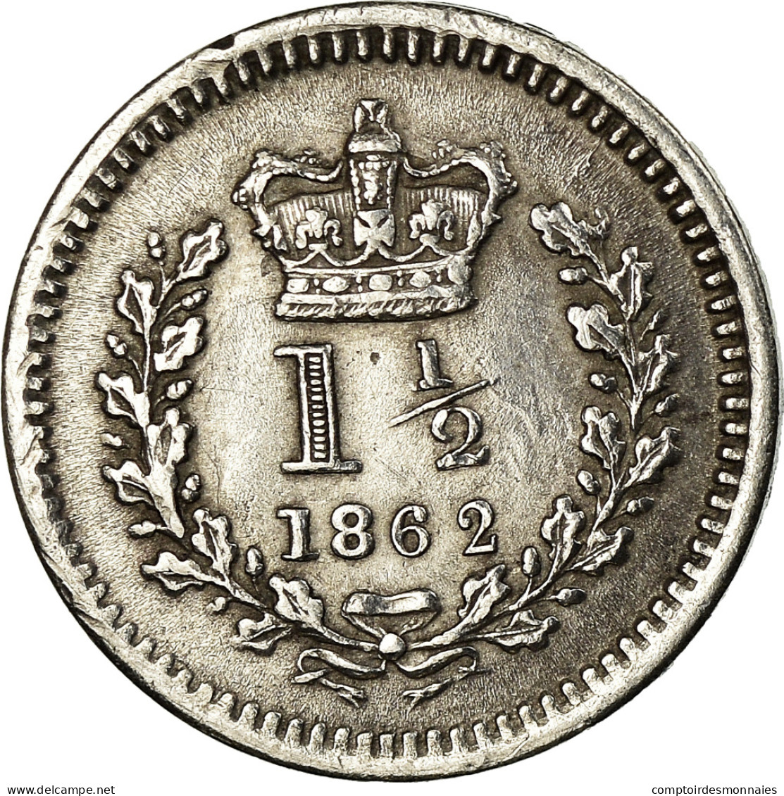 Monnaie, Grande-Bretagne, Victoria, 1-1/2 Pence, 1862, Londres, TB+, Argent - E. 1 1/2 - 2 Pence