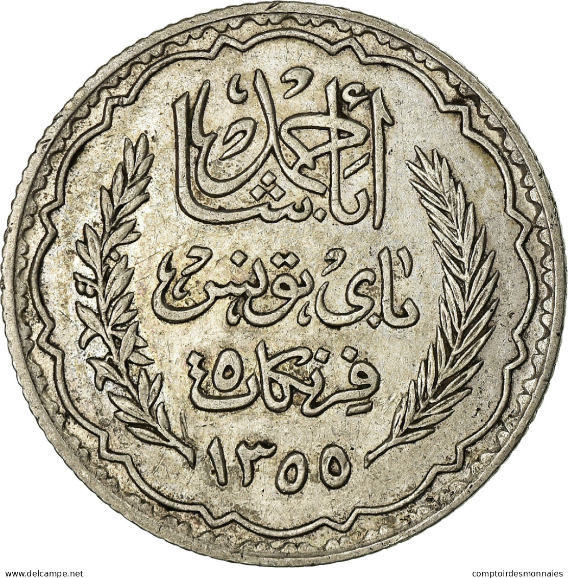 Monnaie, Tunisie, Ahmad Pasha Bey, 5 Francs, 1936, Paris, SUP, Argent, KM:261 - Tunisie