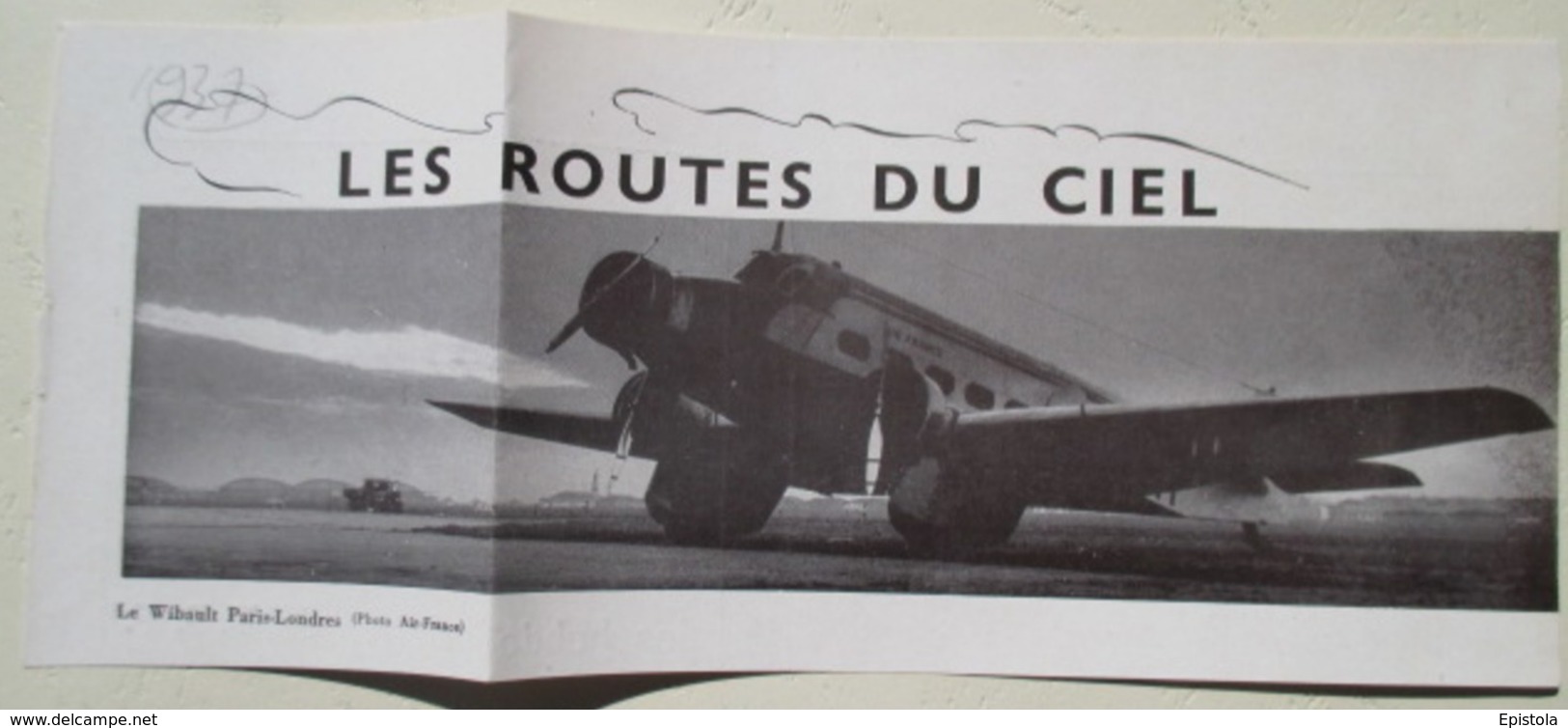 Ligne Air France Paris Londres - Avion Wibault  - Coupure De Presse De 1937 - Schrijfbenodigdheden