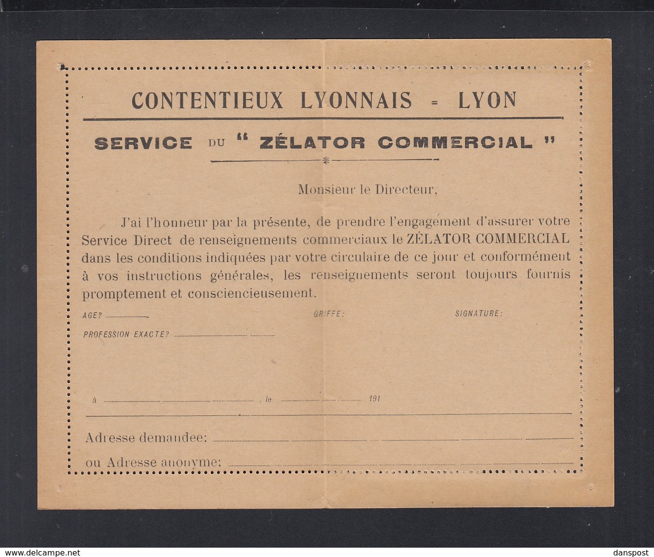 Carte-Lettre Contentieux Lyonnais - Cartes-lettres