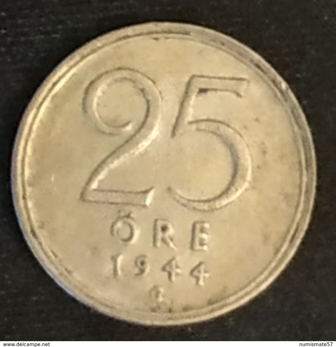 SUEDE - SWEDEN - 25 ORE 1944 - Gustaf V - KM 816 - Argent - Silver - Suède