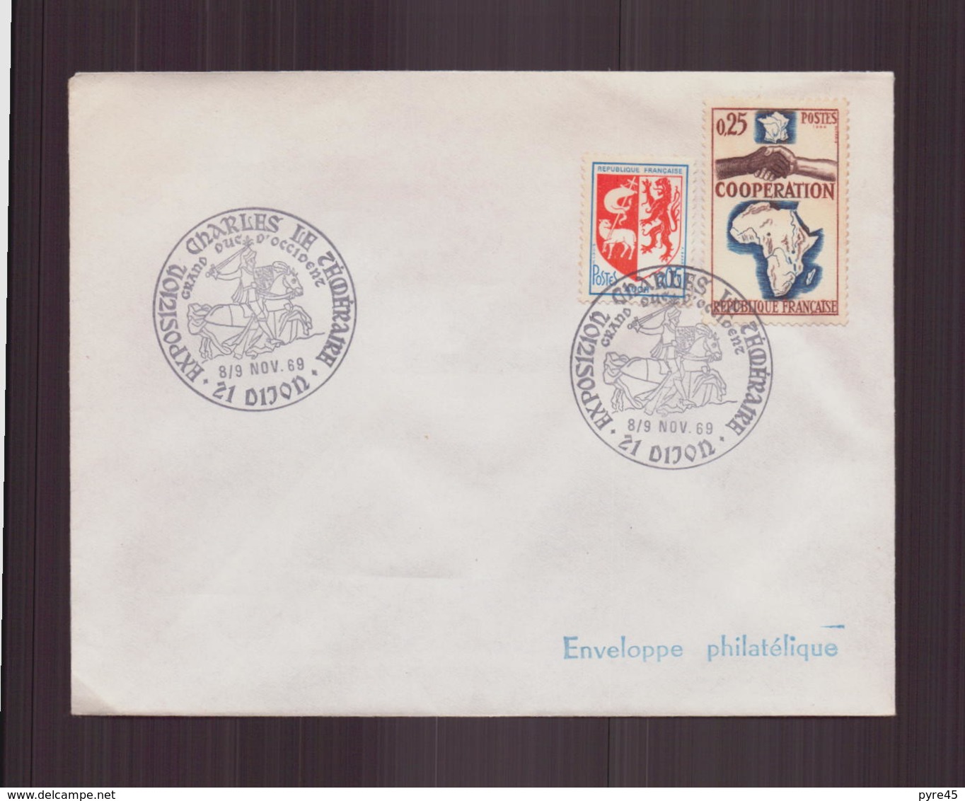 Enveloppe Avec Cachet Commémoratif " Exposition Charles Le Téméraire " Du 8 Novembre 1969 à Dijon - Cachets Commémoratifs