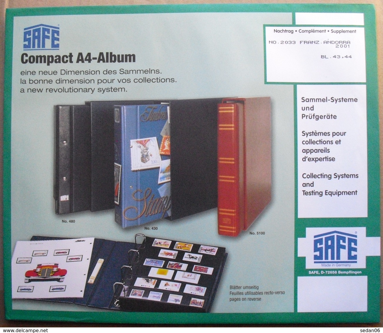 SAFE/I.D. - Jeu ANDORRE FRANCAIS 2001 - Pre-printed Pages