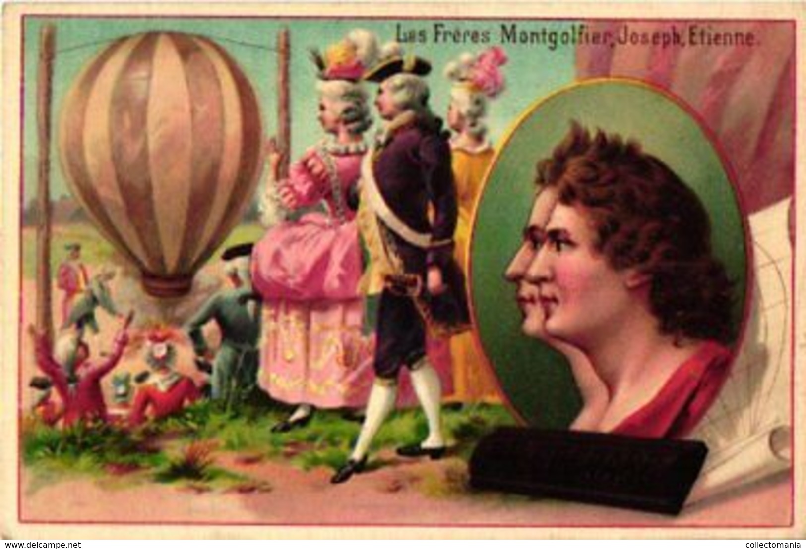 6 Chromo Litho Cards 1896 Chocolate SUCHARD Set 54A Gutenberg, Schwartz,  Newton, Montgolfier Balloon, Howe, Chevreuil - Suchard