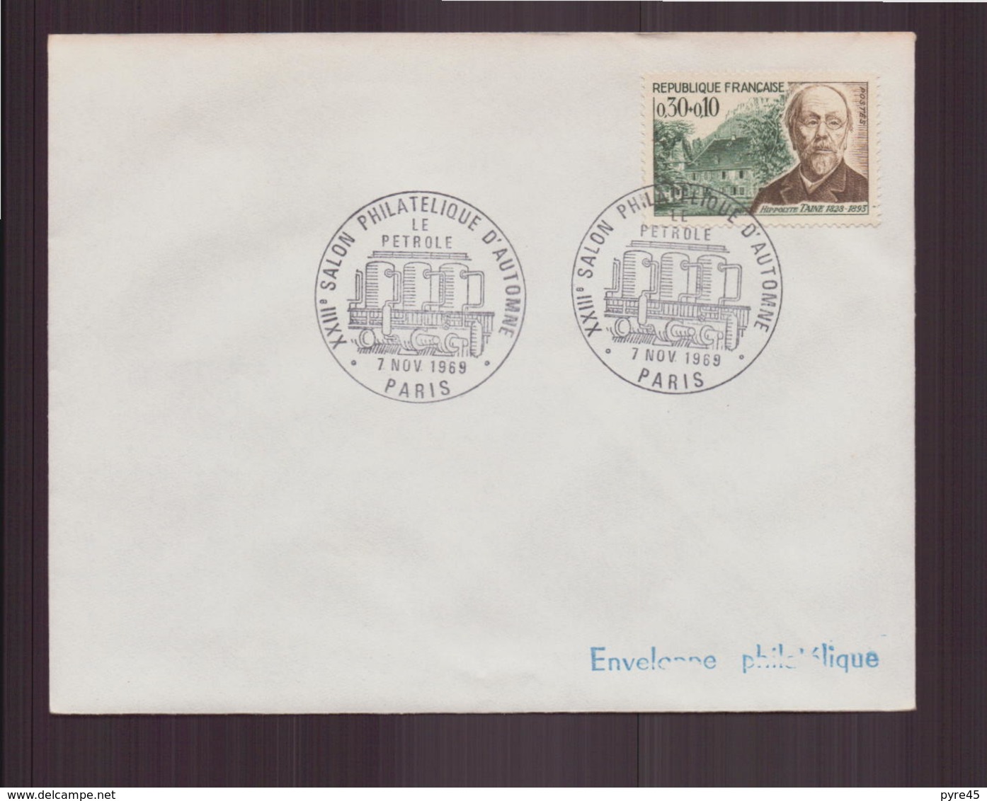 Enveloppe Avec Cachet Commémoratif " XXIII éme Salon Philatélique D'automne " Du 7 Novembre 1969 à Paris - Cachets Commémoratifs