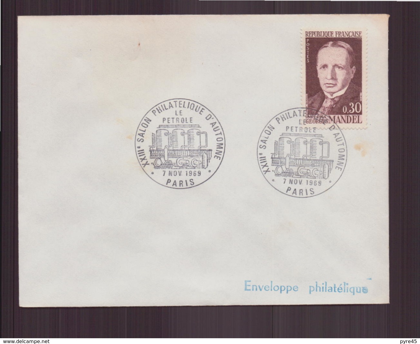 Enveloppe Avec Cachet Commémoratif " XXIII ème Salon Philatélique D'automne " Du 7 Novembre 1969 à Paris - Cachets Commémoratifs