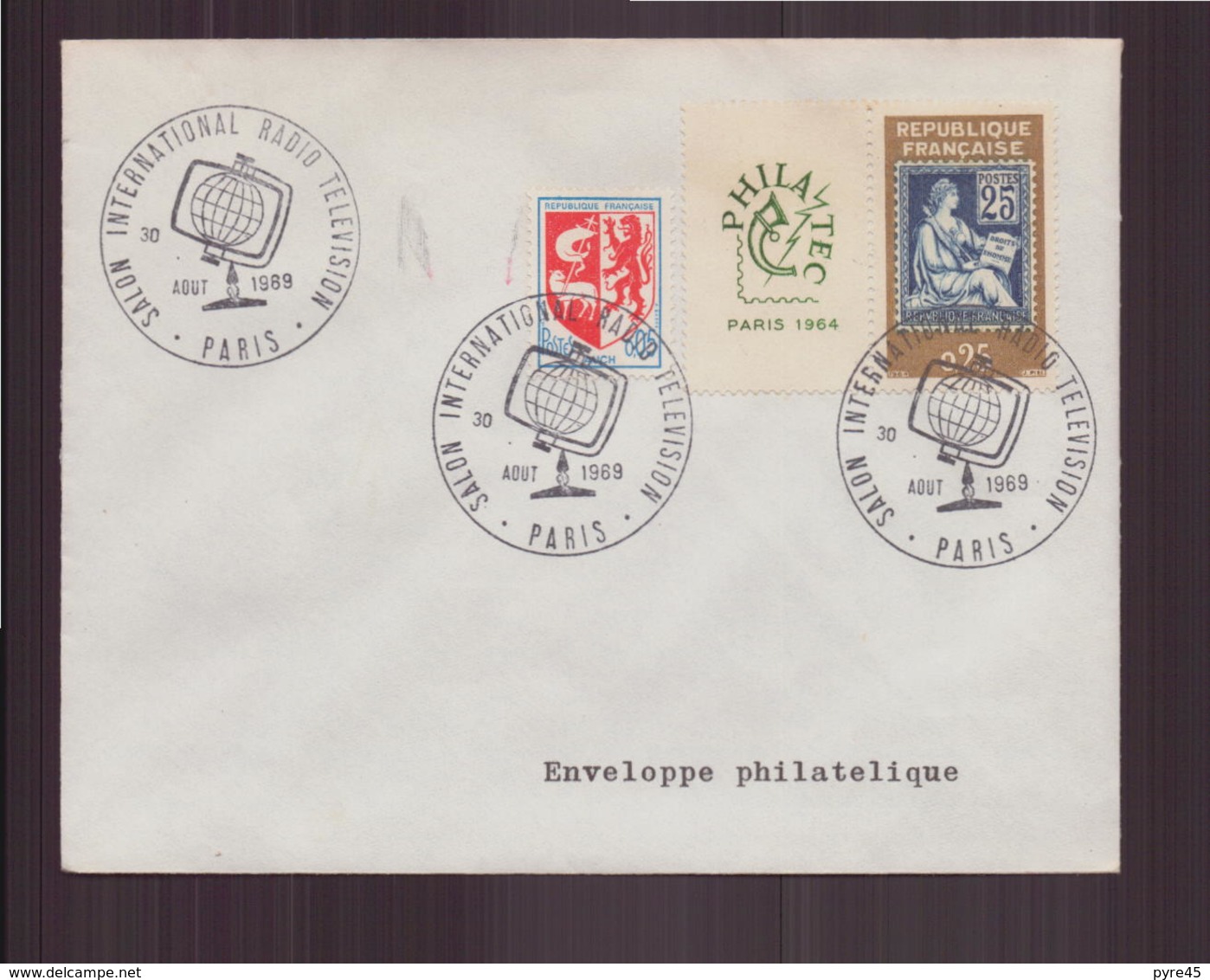 Enveloppe Avec Cachet Commémoratif " Salon International Radio Télévision " Du 30 Août 1969 à Paris - Cachets Commémoratifs