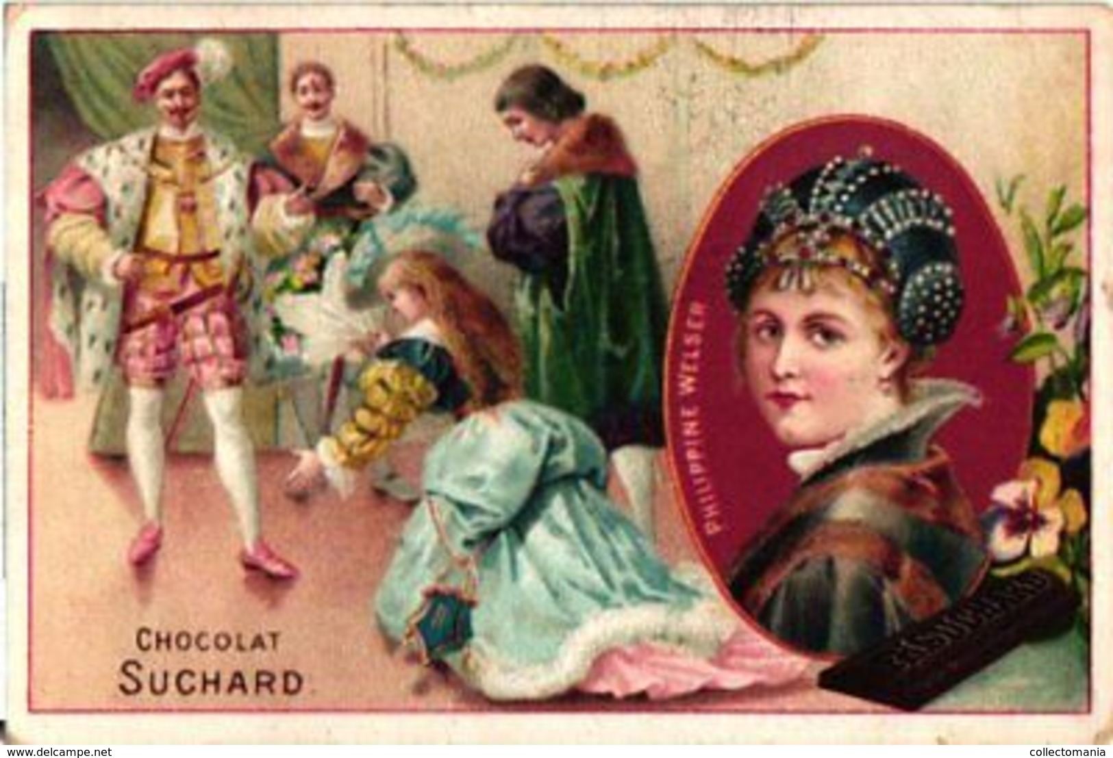 12 Chromo Litho Cards Chocolate PUB Suisse SUCHARD Set 57Ac Famous Woman   Set : SucI057  Anno : 1898  105x70cm - Suchard
