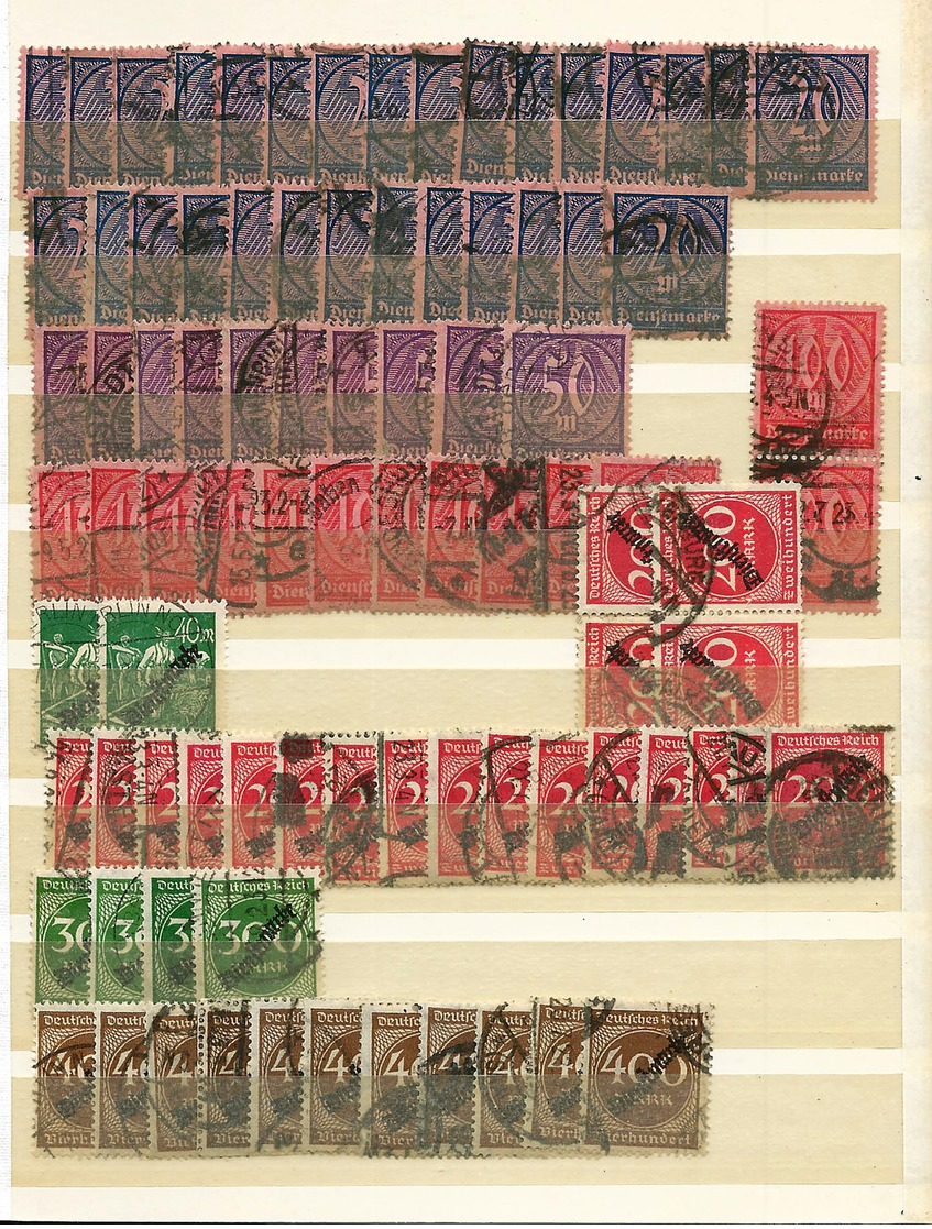 Germany, German Empire  , Huge Party Of Duty Stamps In A Stock-book (as Per Scans) VFU - Gebraucht