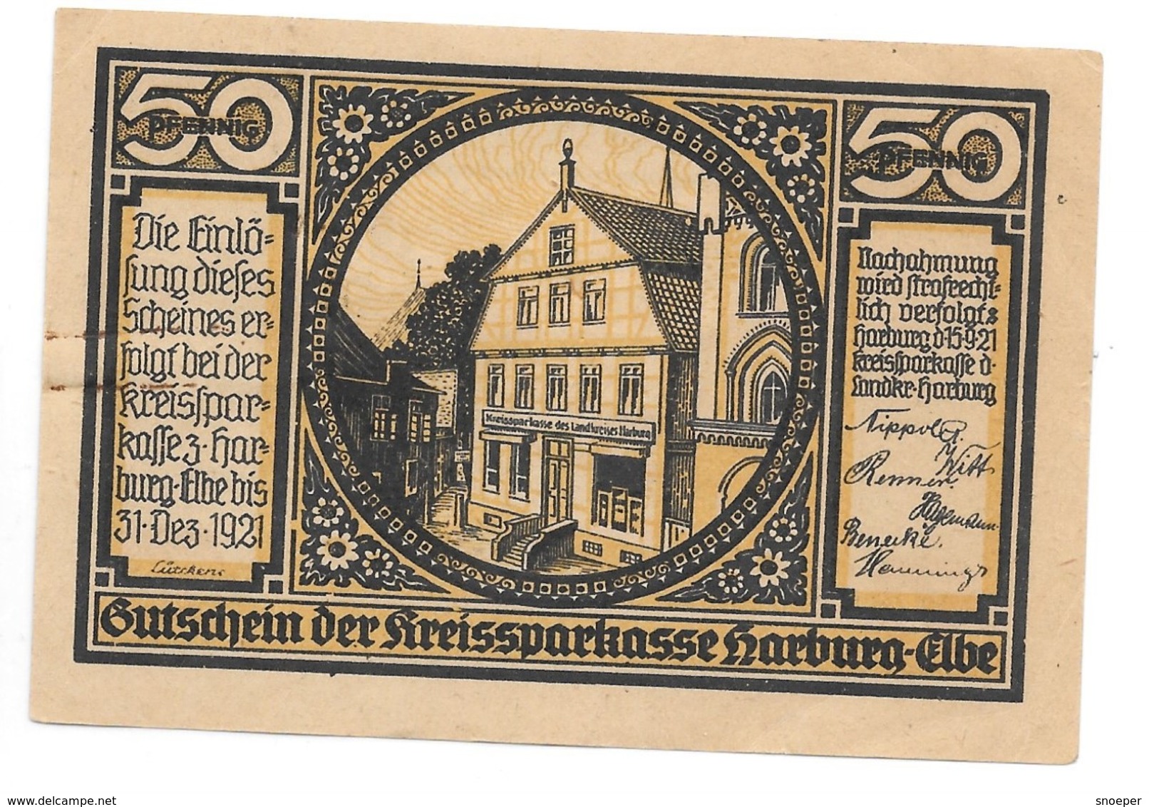 *notgeld   Harburg  50 Pfennig  580.1/4 - [11] Emissions Locales