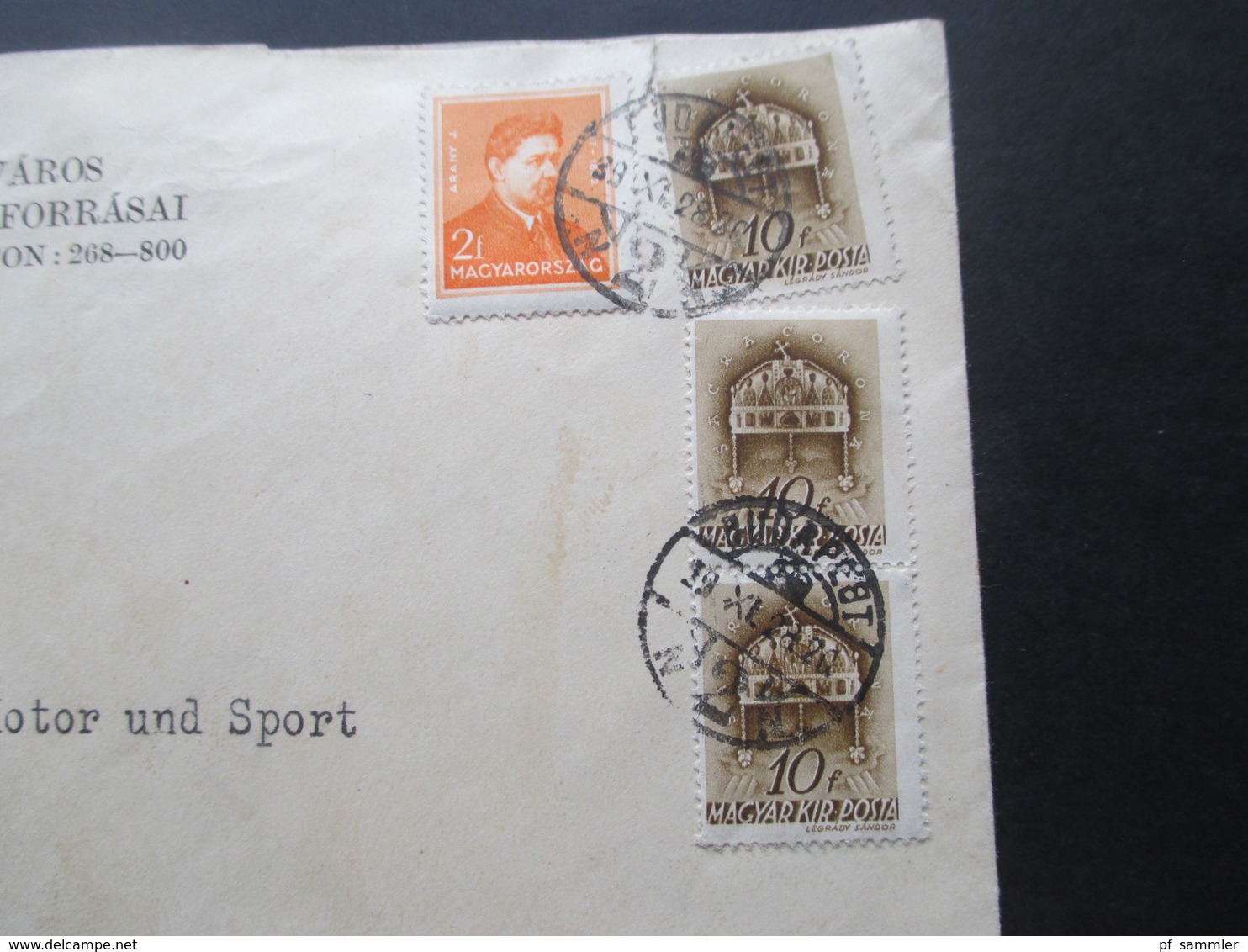 Ungarn 1939 Umschlag Budapest Szekesfovaros Gyogyfürdoi Es Gyogyforrasai An Den Vogel Verlag Motor Und Sport Pössneck - Storia Postale