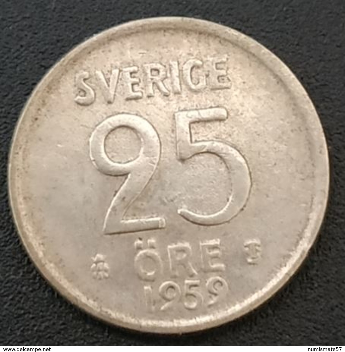 SUEDE - SWEDEN - 25 ORE 1959 - Argent - Silver - Gustaf VI Adolf - KM 824 - Suède