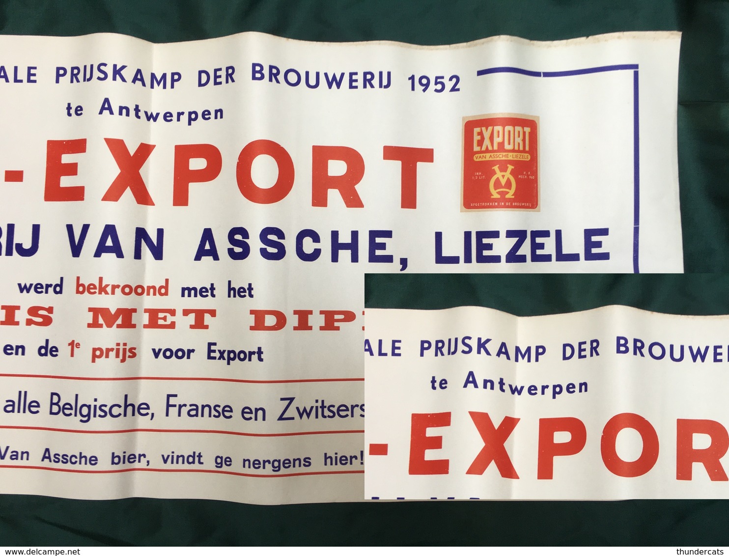 AFFICHE POSTER 1952 AS EXPORT DER BROUWERIJ VAN ASSCHE LIEZELE PUURS SINT AMANDS BAETE BRASSERIE BIER BIERE BEER 86 X 35 - Affiches