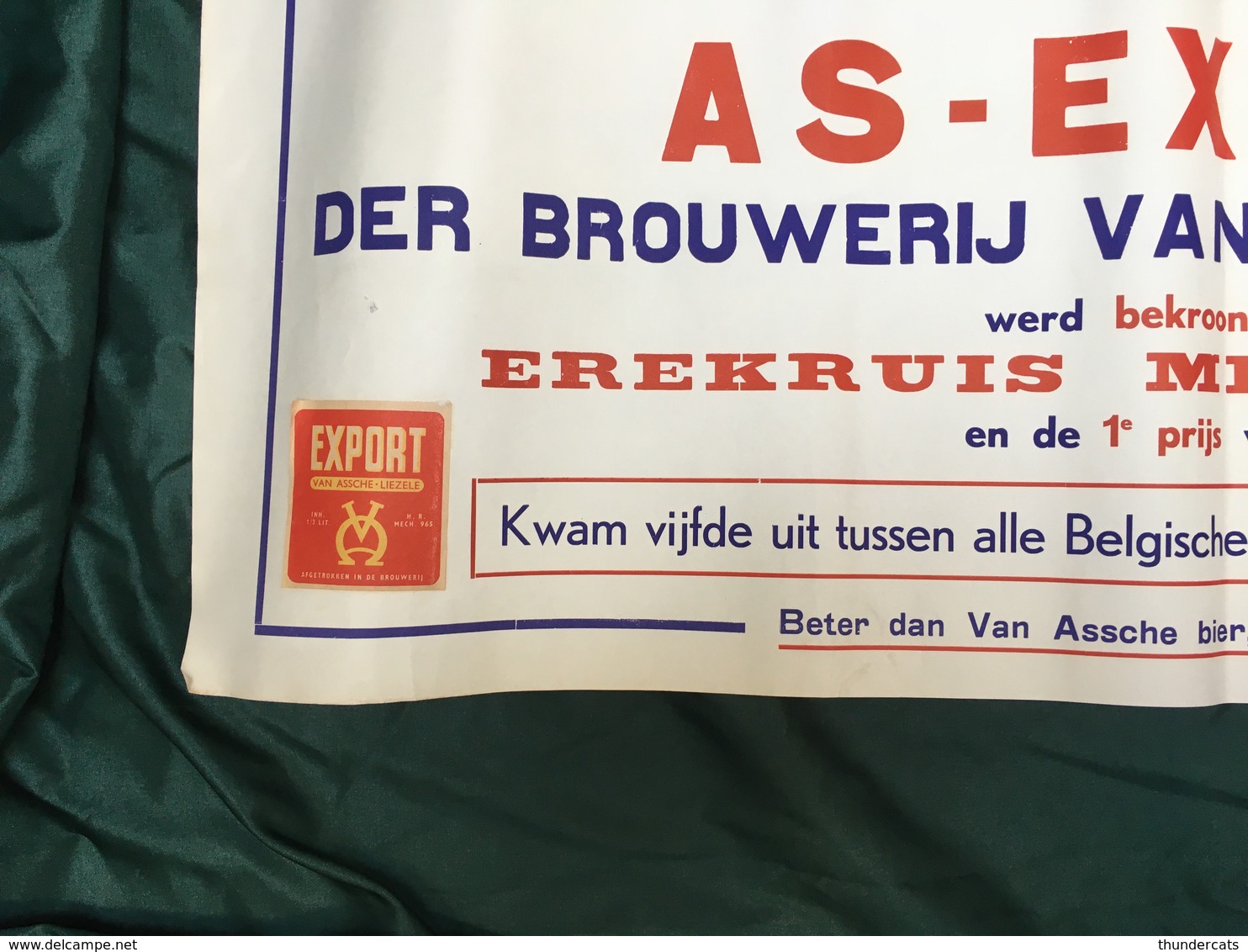 AFFICHE POSTER 1952 AS EXPORT DER BROUWERIJ VAN ASSCHE LIEZELE PUURS SINT AMANDS BAETE BRASSERIE BIER BIERE BEER 86 X 35 - Affiches