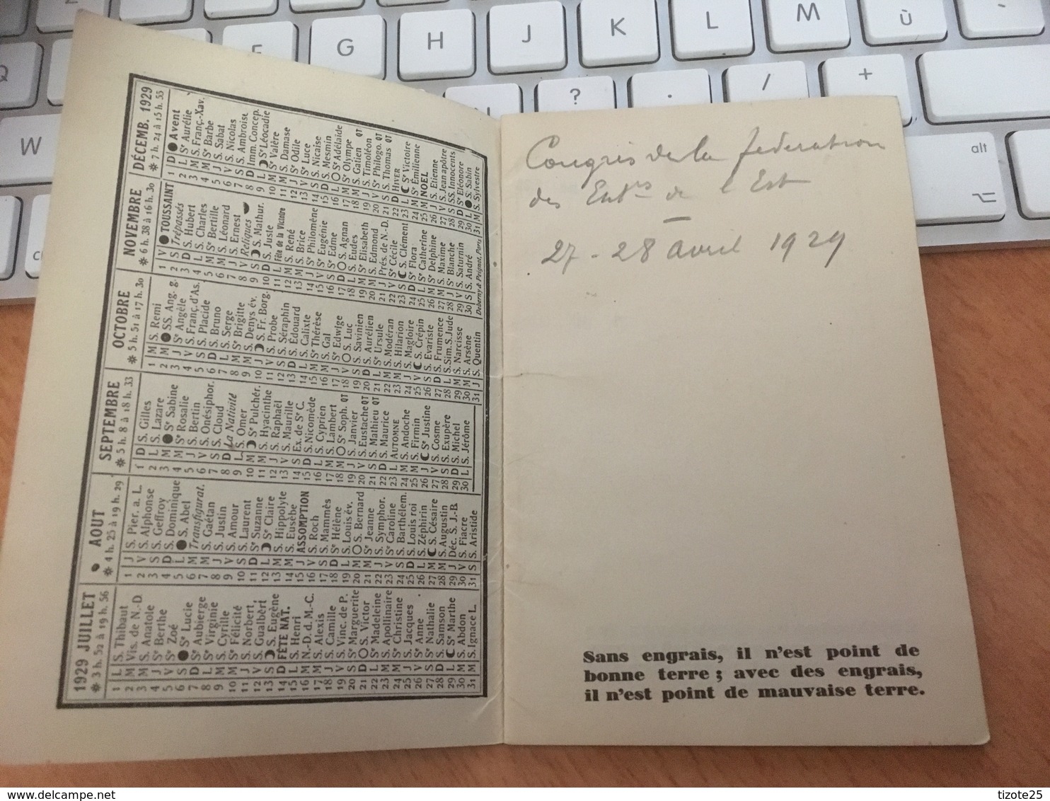 Agenda Publicitaire Calendrier  1929  établissements Kuhlmann Puis Péchiney Ugine K  PUK Puis Albéa Constellium  Chimie - Autres & Non Classés