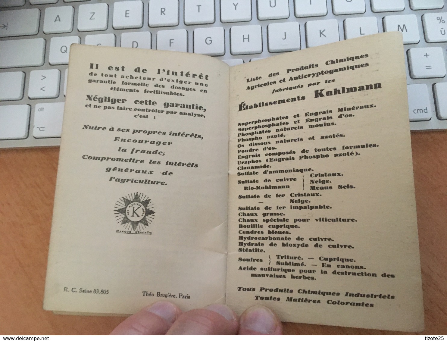 Agenda Publicitaire Calendrier  1929  établissements Kuhlmann Puis Péchiney Ugine K  PUK Puis Albéa Constellium  Chimie - Autres & Non Classés