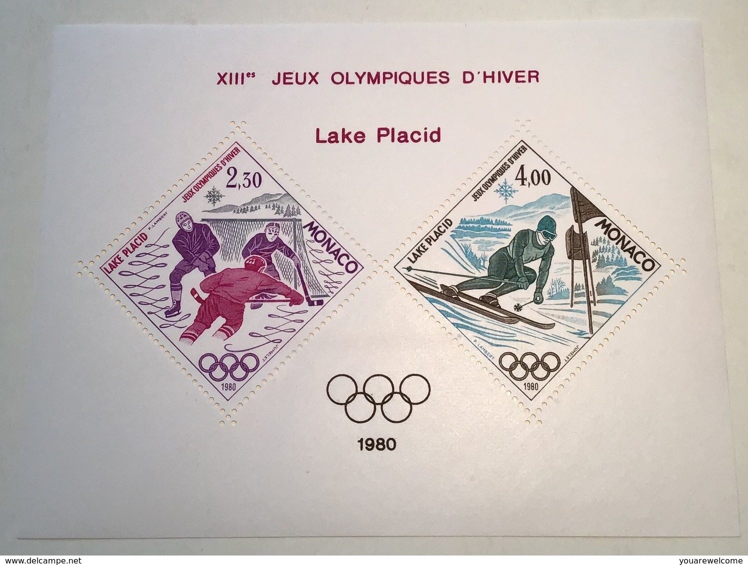 Monaco 1980 Bloc Speciaux Yv 11-12 = 770€ LUXE, JEUX OLYMPIQUES Moscou + Lake Placid (Olympic Games Sport Athletics MNH - Blocks & Sheetlets