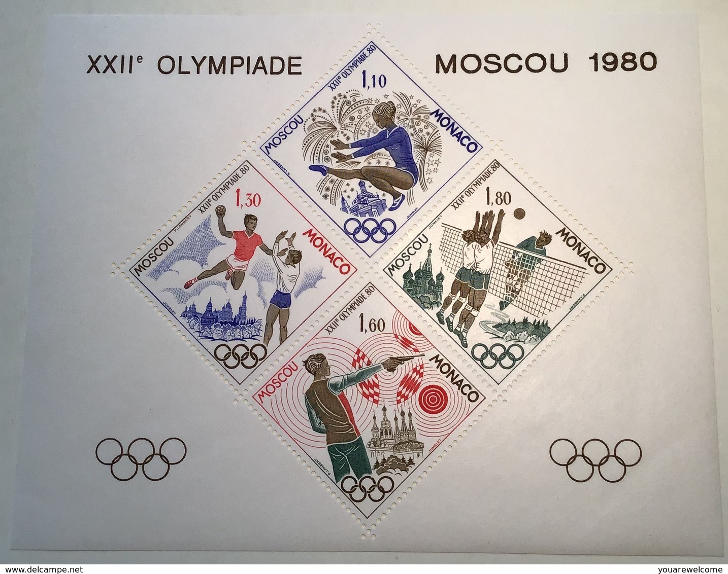 Monaco 1980 Bloc Speciaux Yv 11-12 = 770€ LUXE, JEUX OLYMPIQUES Moscou + Lake Placid (Olympic Games Sport Athletics MNH - Blocks & Sheetlets