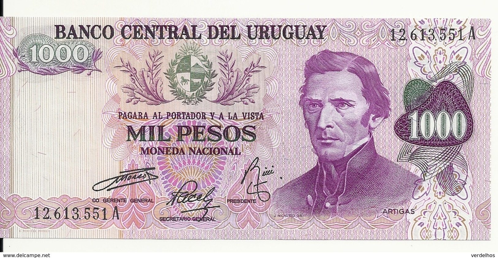 URUGUAY 1000 PESOS ND1974 UNC P 52 - Uruguay