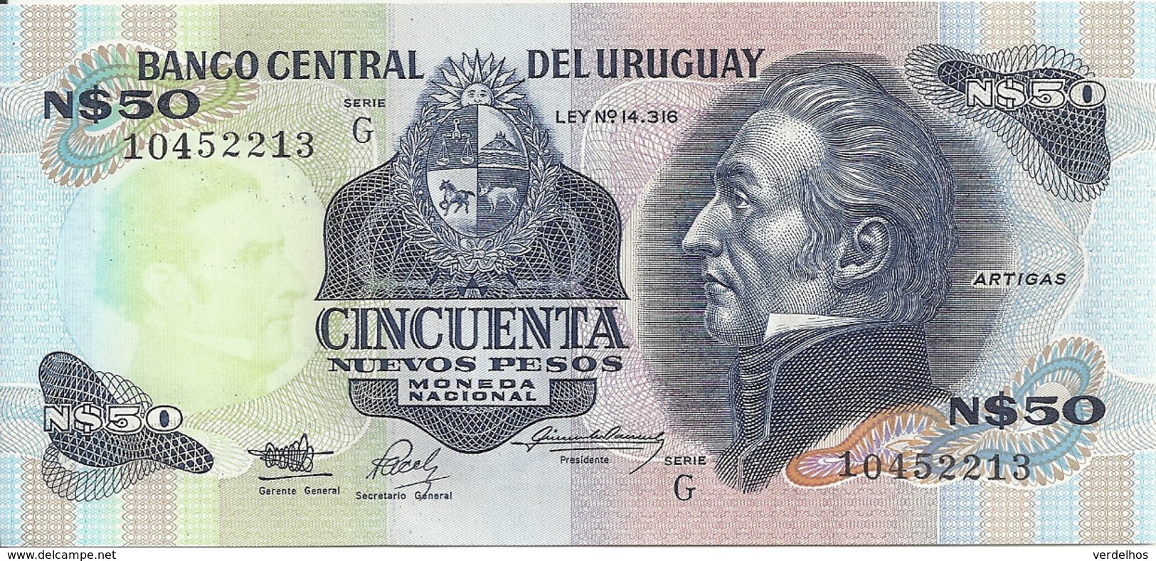 URUGUAY 50 NUEVOS PESOS ND1989 UNC P 61A - Uruguay