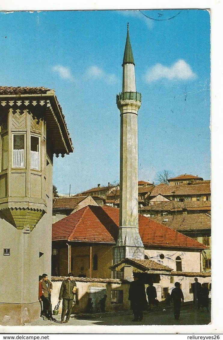 CPSM, Yougoslavie , N° 2091, Sarajevo ,le Minaret De La Mosquée ,animée  Ed. Turistkomerc 1961 - Yougoslavie