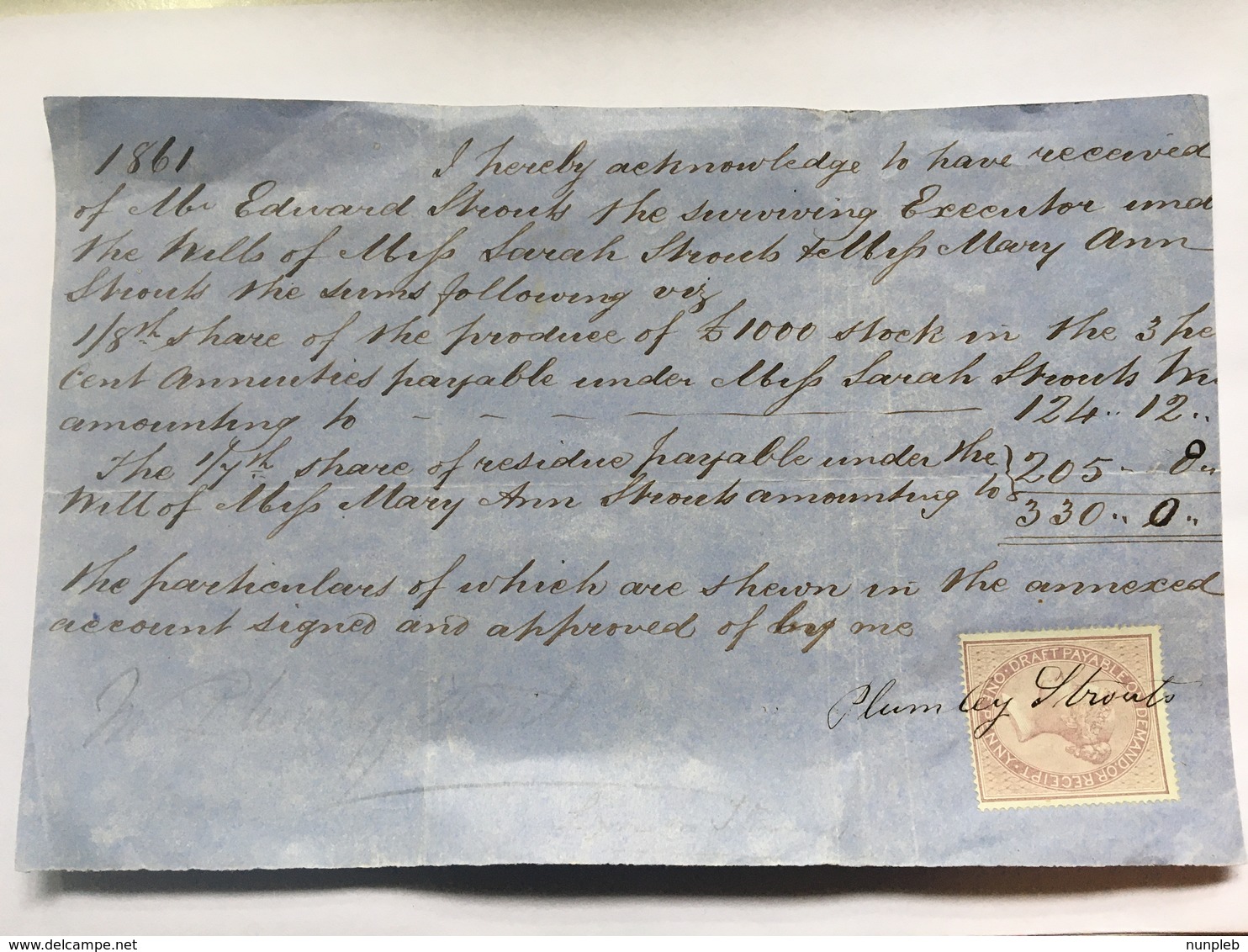 GB Victoria Receipt 1861 With One Penny Fiscal - Lettres & Documents