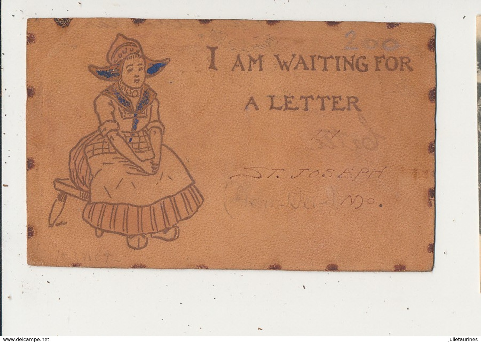 CARTE EN CUIR I AM WAITING FOR A LETTER SAINT JOSEPH CPA BON ETAT - Autres & Non Classés