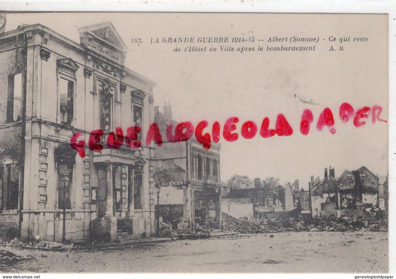 80 - ALBERT - CE QUI RESTE DE L' HOTEL DE VILLE APRES BOMBARDEMENT -GUERRE 1914-  SOMME - Albert