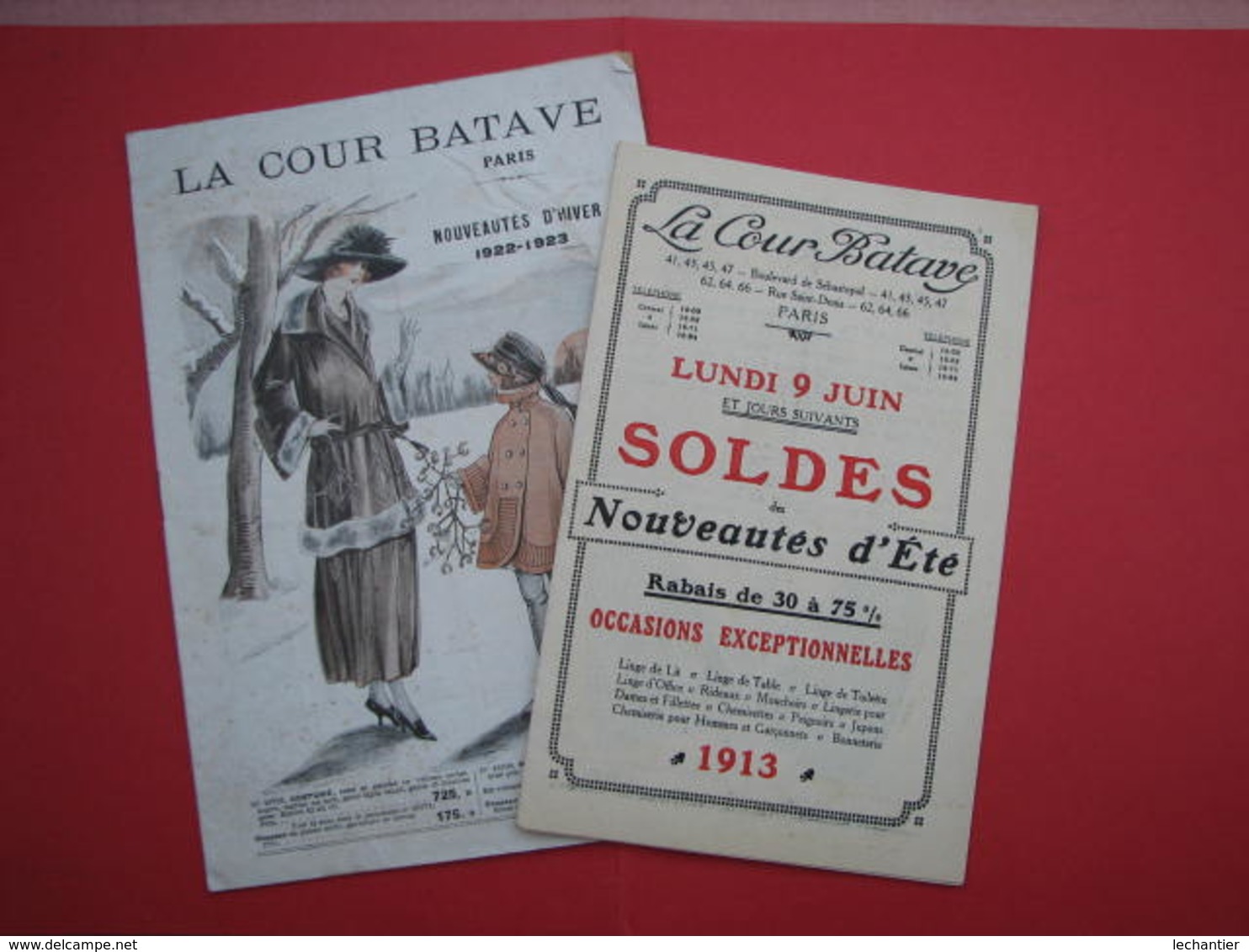 LA  COUR  BATAVE  2 Catalogues  Hiver 1922/23 Et Soldes 1913 - 1900-1940