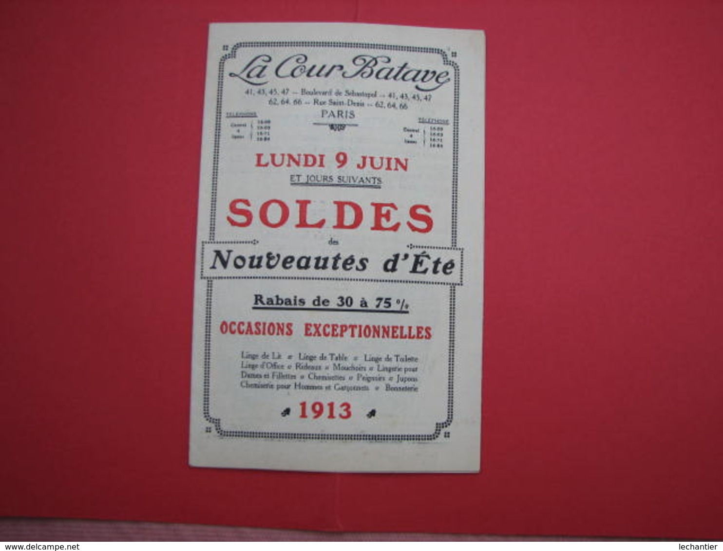 LA  COUR  BATAVE  2 Catalogues  Hiver 1922/23 et Soldes 1913